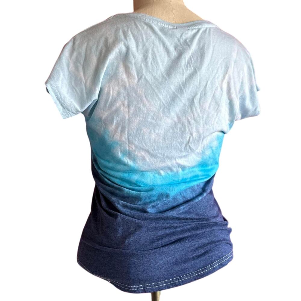 Womens Top Size Small Blue Tie Dye Handcrafted Hippie Festival Casual Travel Fun - Picture 3 of 6